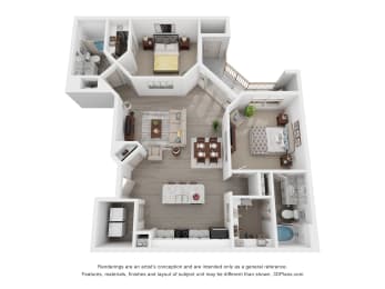 bedroom floor plan at the crossings at deerwood apartments