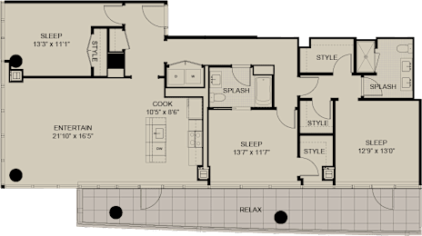 A floor plan of a house with labeled rooms and dimensions.