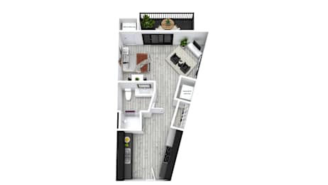 A black and white image of a house layout.