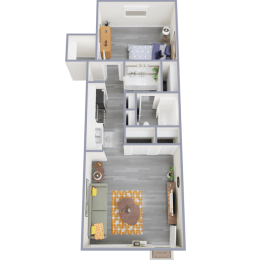 a floor plan of a house with a bedroom and a living room