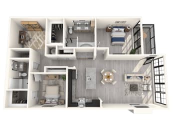  Floor Plan 2x2 Townhome with Den