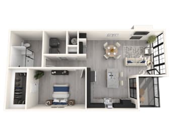  Floor Plan 1x1 Townhome