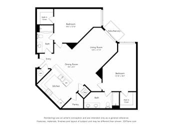 A black and white floor plan of a house with rooms labeled.