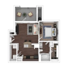 a1 floor plan  1 bedroom with 1 bathroom  129