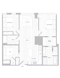 A floor plan of a house with labeled rooms.