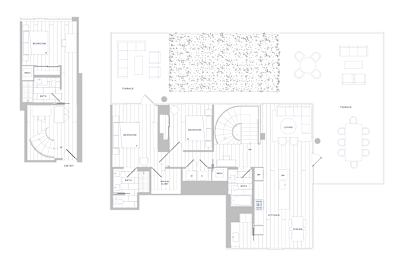 A floor plan of a house with a garage and a separate entrance.