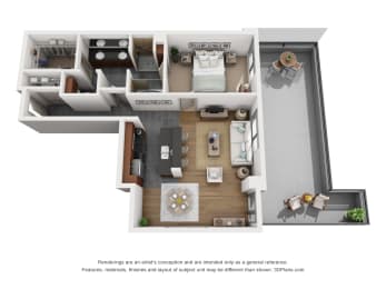 a stylized floor plan is shown in this rendering