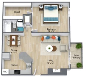 a floor plan of a home with a bedroom and a living room