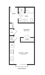A floor plan of a Juliette Balcony apartment.