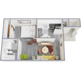 a floor plan of a one bedroom apartment