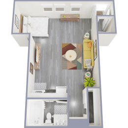 a floor plan of a one bedroom apartment