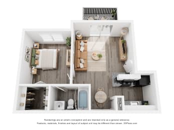 a 2 bedroom floor plan with a bathroom and a living room
