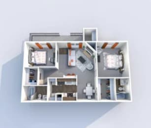 a floor plan of a studio apartment with a bedroom and living room
