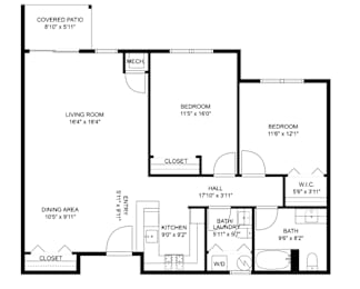 A black and white image of a floor plan for a house.