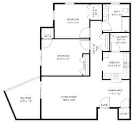 A black and white image of a floor plan for a house.