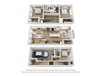 A set of three images showing different floor plans of a house.