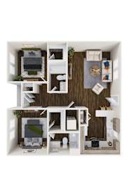 a1 floor plan  1 bedroom with 2 baths  129796