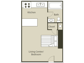 Studio With 1 Bathroom Floor Plan