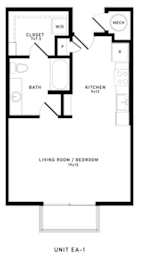 A black and white diagram of a floor plan for Unit EA-1.