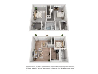 a 2 bedroom floor plan  villas at spring creek apartments