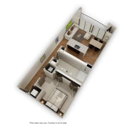 an image of a floor plan of a bedroom and living room