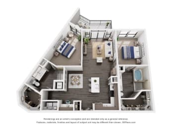 a 1 bedroom floor plan  950 sq ft