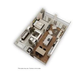 3d floor plan of a 2100 sq ft apartment