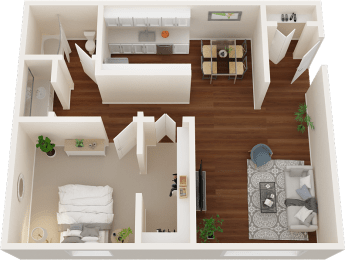 Enclave at Tiber Station Apartments 1 Bedroom Floorplan