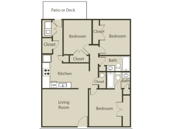 a floor plan of a bedroom apartment