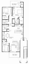 A black and white image of a floor plan for a house.