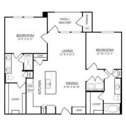 Floor Plan 2x2 B1