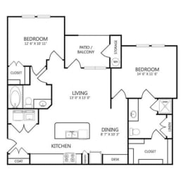 Floor Plan 2x2 B4
