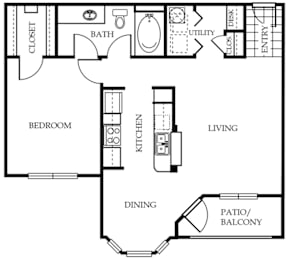 A black and white image of a floor plan for a home.