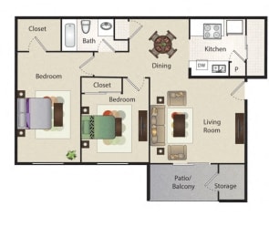 a floor plan of a living room and a bedroom