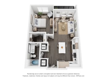 a 3 bedroom floor plan with a bedroom and a living room