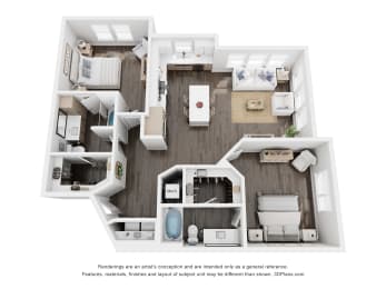 a 1 bedroom floorplan is shown in this illustration