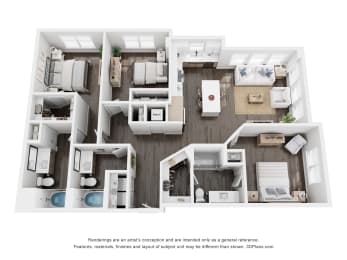 a 3 bedroom floor plan is shown in this image