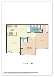 A floor plan of a house with two bedrooms, a living room, a kitchen, a dining room, a bathroom, and a W.I.C.