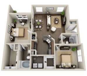 a 3d drawing of a floor plan of a house
