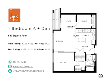 a floor plan of 1 bedroom a + den