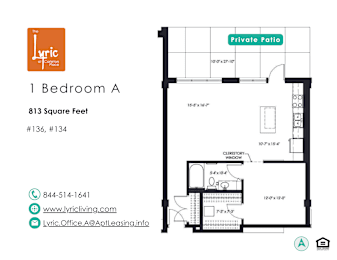 a floor plan of 1 bedroom apartment