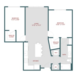 B1.1 Two bedroom, One bathroomat 19 South Apartments, Florida
