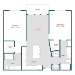 B2 Two bedroom, Two bathroom at 19 South Apartments, Kissimmee, FL, 34744