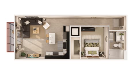 The Cooper E1 Floor Plan at The Rey Downtown Apartments, Phoenix, Arizona