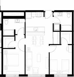 A black and white floor plan of a house with multiple rooms.