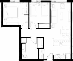 A black and white image of a floor plan for a house.