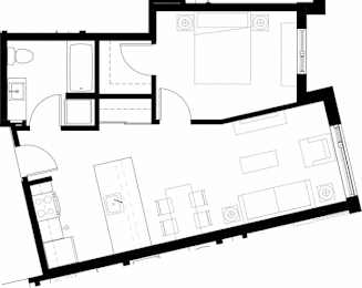 A black and white image of a floor plan for a house.