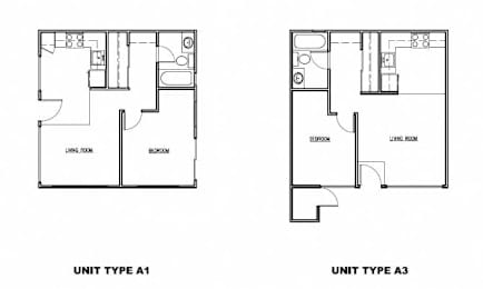 Two floor plans for apartment types A1 and A3 are shown.