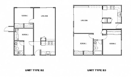 Two floor plans for Unit Type B2 and B3 are shown.