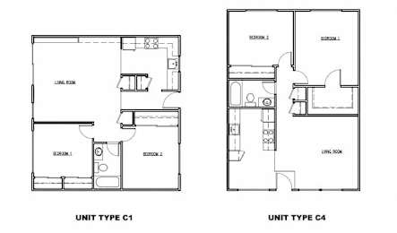 Two floor plans for Unit Type C1 and C4 are shown.
